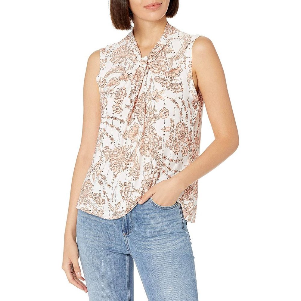 Tommy Hilfiger Knot Neck Sleeveless Floral Blouse